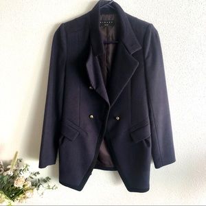 Sisley Wool Coat Navy with Gold buttons